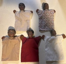 VTG 60  s Hazelle Hand Puppets African American Family Vinyl Heads Set Of 5