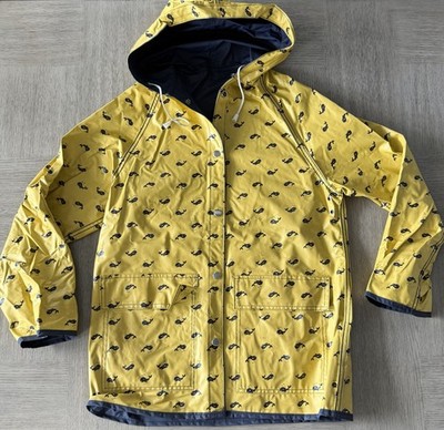 The Slicker Kids Yellow Whale Print Rain Jacket Hooded Waterproof Raincoat Small