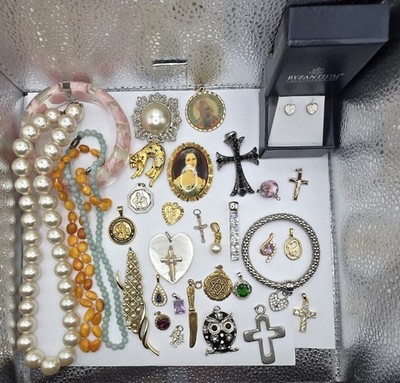 Lot De Bijoux Vintage – Pendentifs Rétro En Métal, Zircon, Couleur Dorée, Occasion