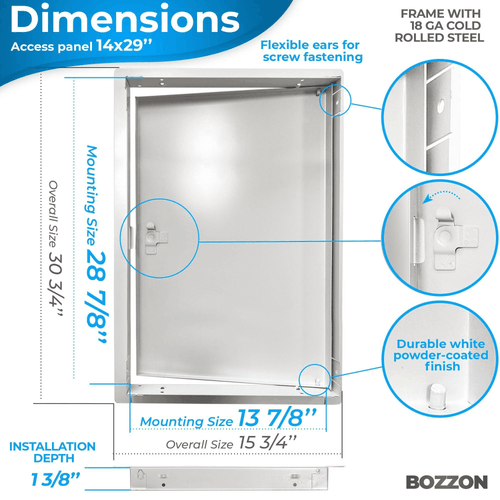 Zugangsblende für Trockenbau mit Schraubendreherriegel 14 x 29 Zoll Metalltür A 1,2 mm - Bild 2 von 9