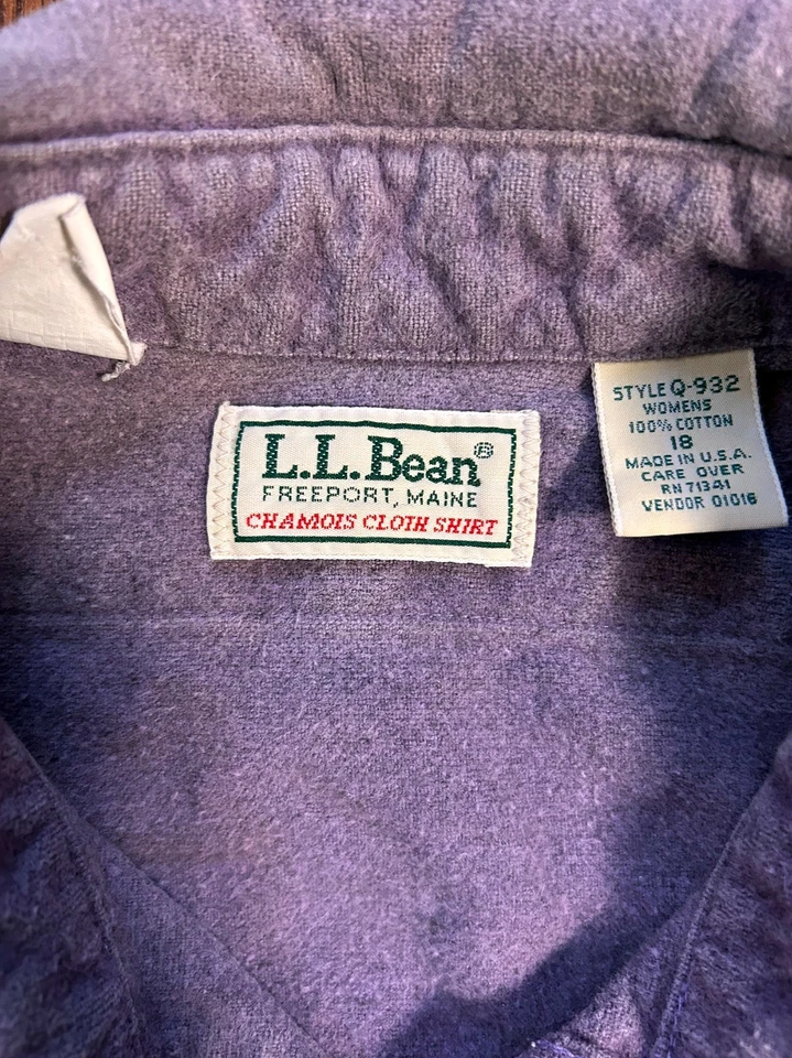 Camisa de tela de gamuza LL Bean vintage para mujer 18 púrpura desteñido hecha en EE. UU. años 90  Foto 3 de 4