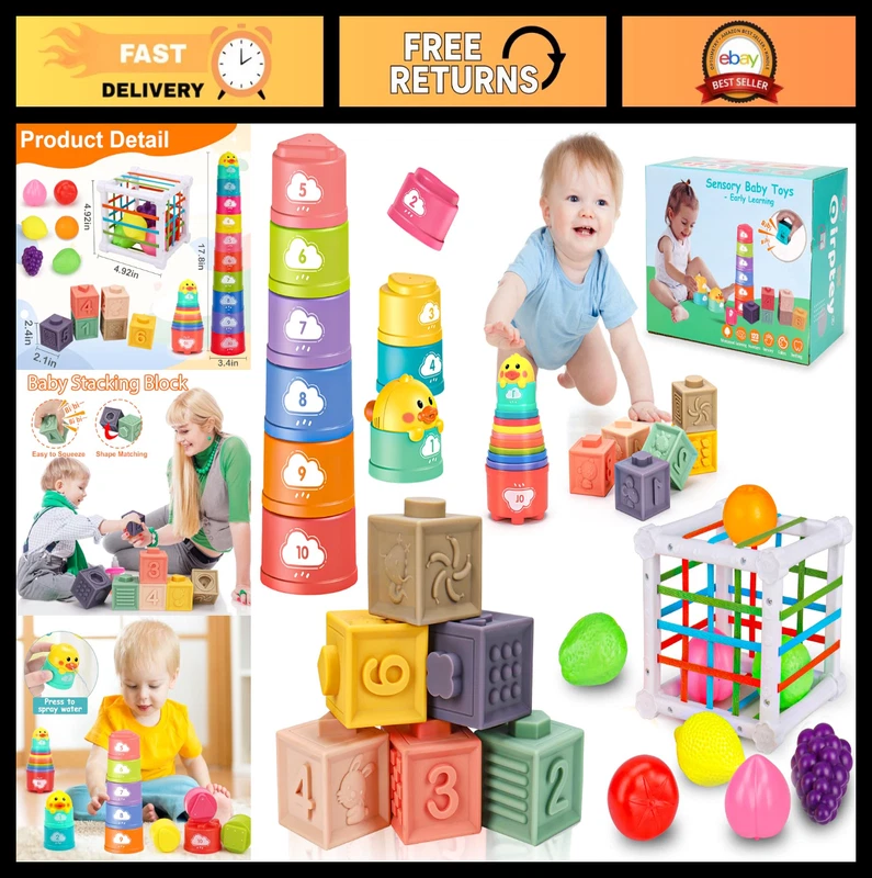 Montessori Teething Shape Sorter Stacking Cups
