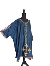 Ethiopian/ Eritrean Embroidered Caftan Or Tunic Dress One Size NWT 100% Cotton