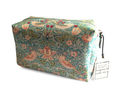 Morris & Co Strawberry Thief Make-up Toiletry Large Wash Bag Duck Egg Blue 9x6''