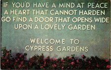 Vintage Cypress Gardens Florida Welcome Sign Postcard FNC-4297