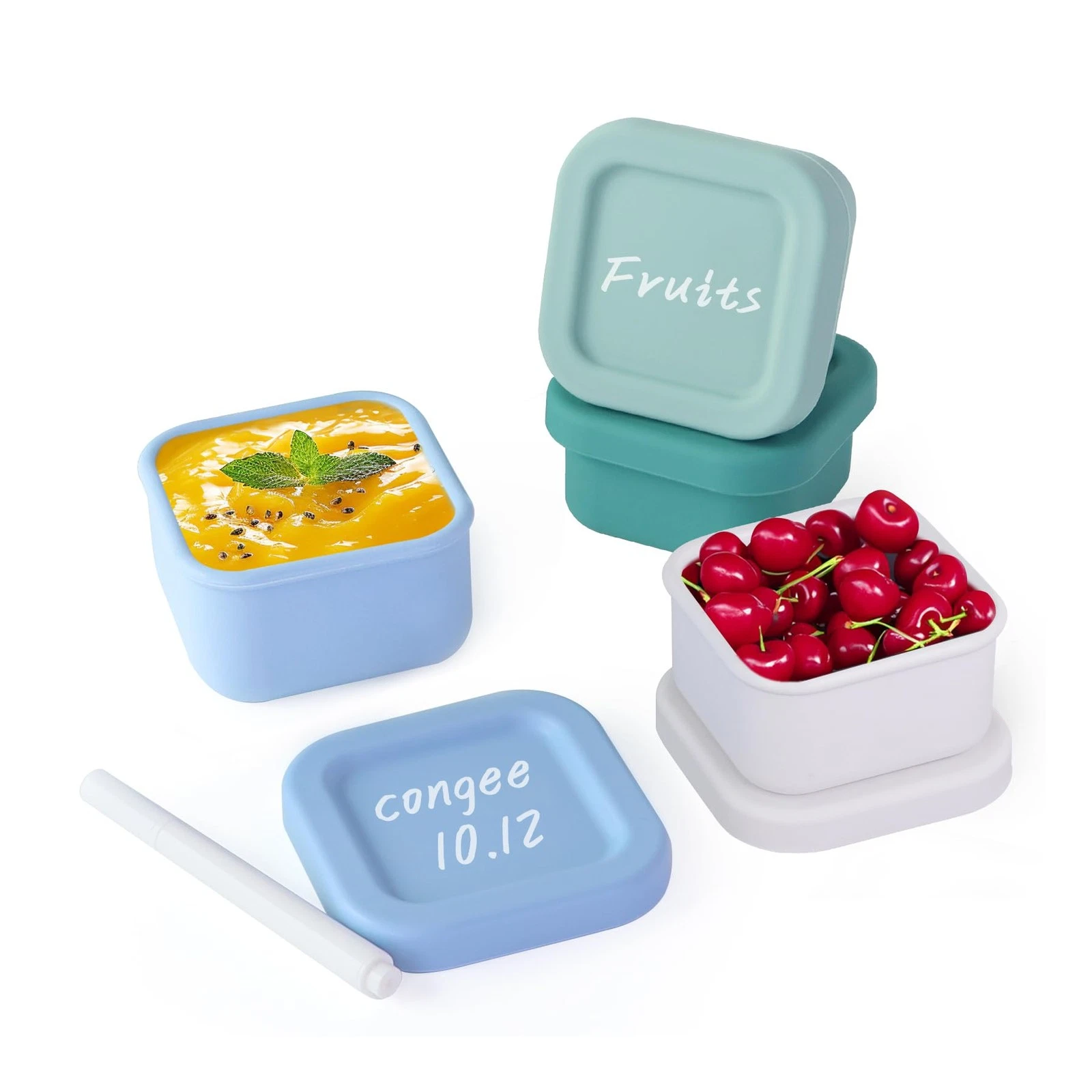 4 Pack Silicone Snack Containers Small Food Storage Containers with Lids for ...