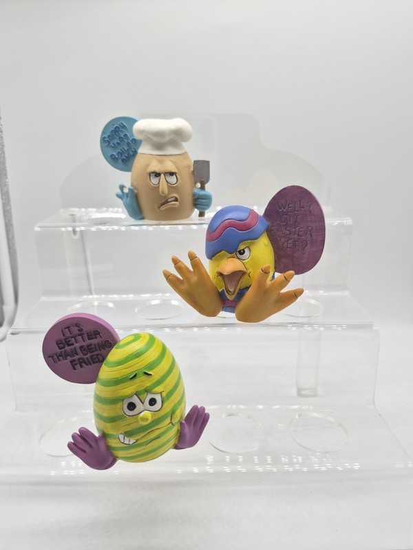 Anthromorphic Funny Egg Figurines Tipes  By Hull & Ivye Set Of 3