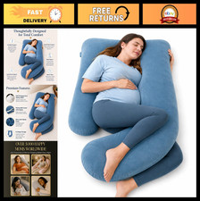U-Shaped Pregnancy Pillow - Full Body Maternity Support, Removable Cotton Cover,