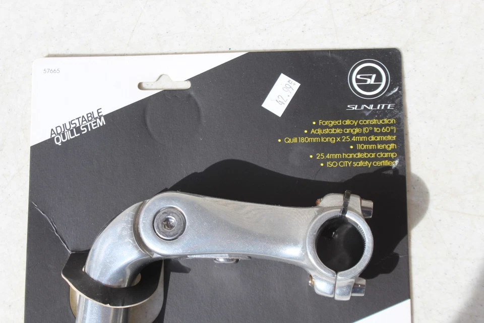 Sunlite Adjustable Alloy Quill 1-1/8in. Stem 110mm Length Silver 25.4mm Clamp - Image 2 of 4