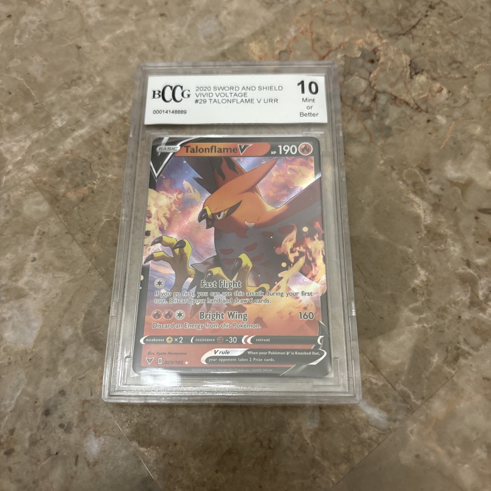 TALONFLAME V 2020 POKEMON SWORD & SHIELD VIVID VOLTAGE # 29 GRADED 10