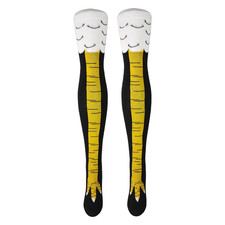 Funny Chicken Leg Socks Thigh High Color: Black and Yellow