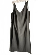 Vintage Classic Jones NY Sheath Sleeveless Wool Blend Little Black Dress Sz 14