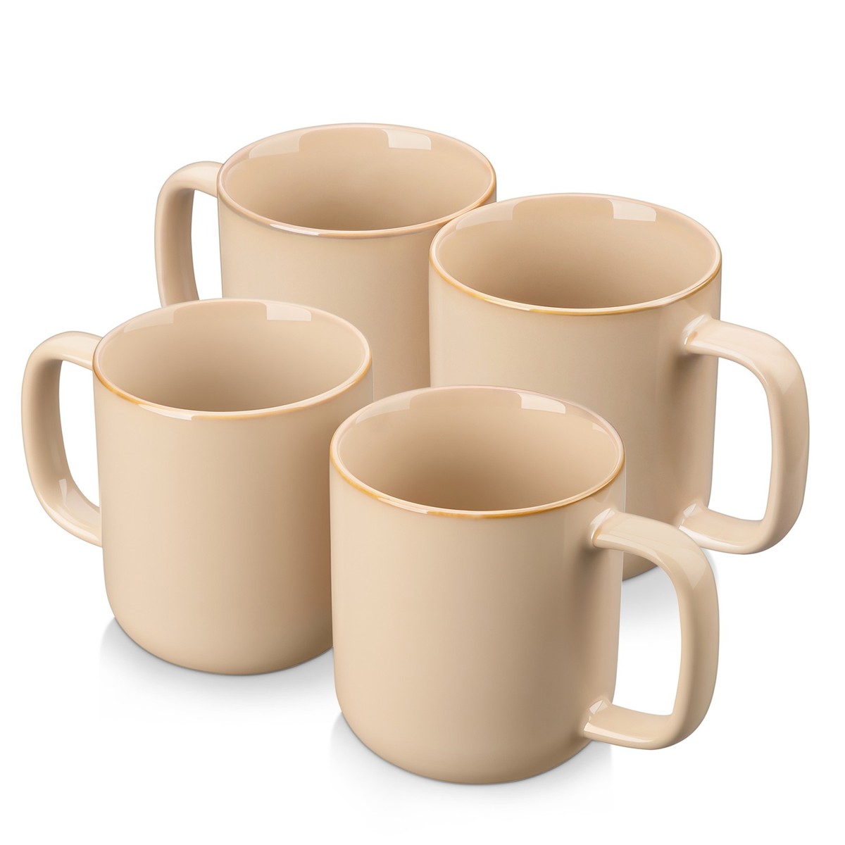 4 Piece Beige Dual,Glaze Mug Set, 16Oz,Curved Raised Rim, Ombre Artisan Stoneware (Set of 4) Vancasso Color: Brown Capacity: 12 Oz.