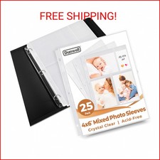 Dunwell Photo Album Refill Pages - 4x6 Mixed Format, 25 Pack for 150 Photos, 3