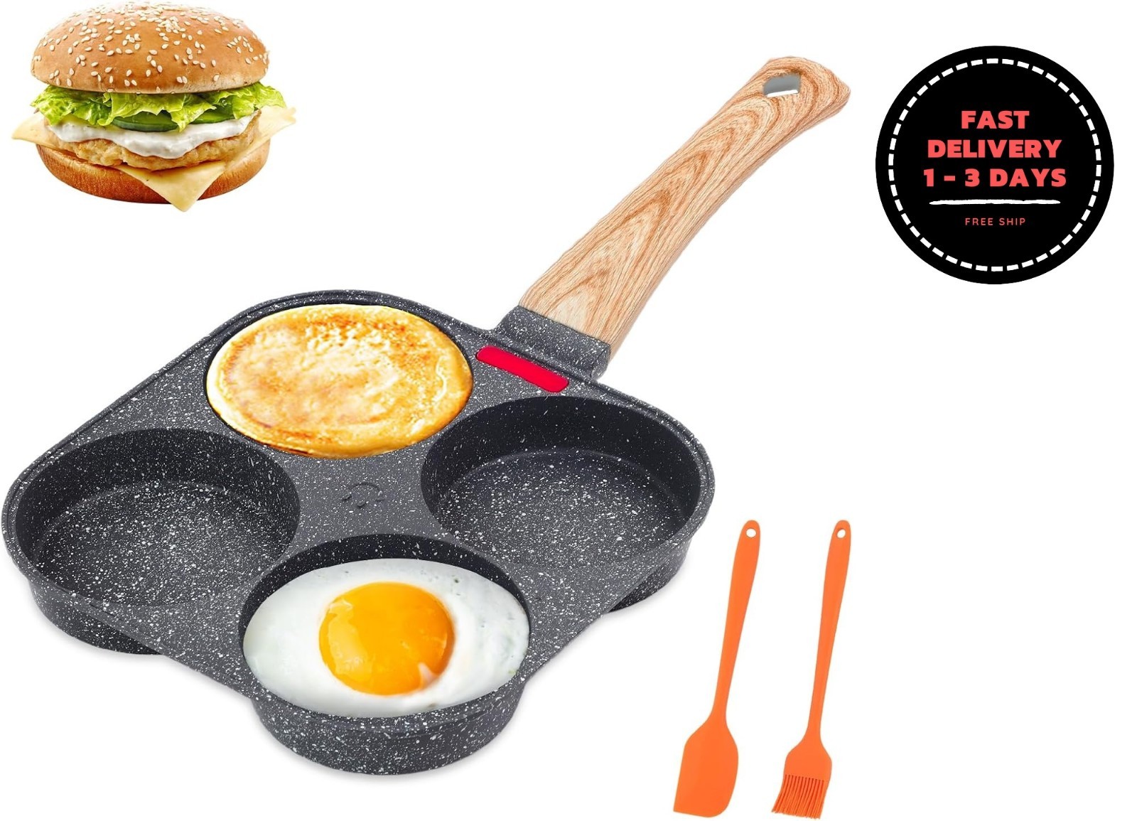 Sartén antiadherente para 4 huevos, de aluminio, para tortillas saludables