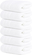 6 Piece Hand Towels Set 16 X 28 Inches, White  100 Cotton, Lighter Weight, Qui