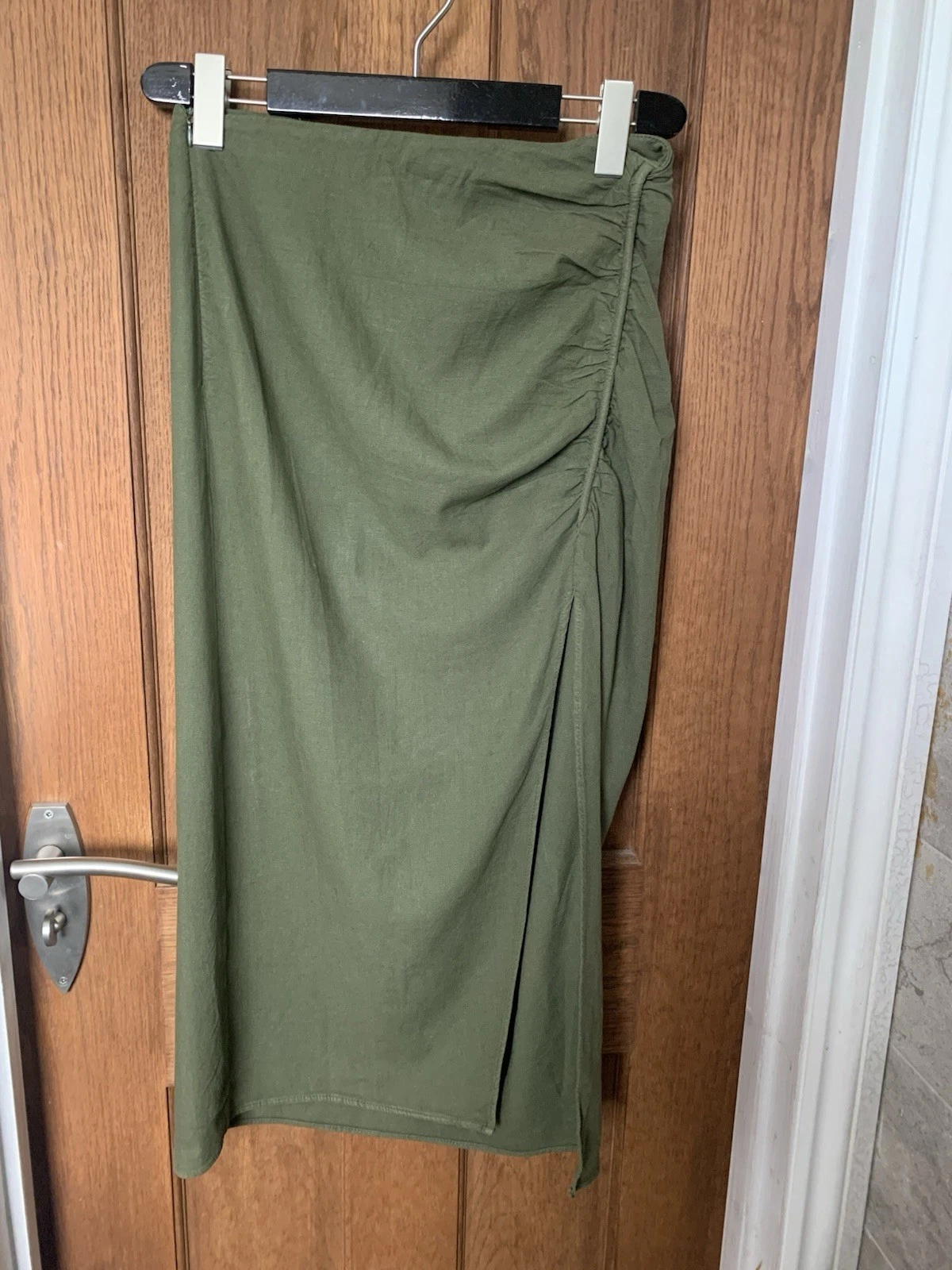 BNWT Khaki Linen-blend skirt with Split by Zara