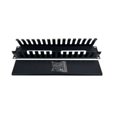 2U Horizontal Rack Mount Cable Management Unit with Cover Panel 19'' NEW