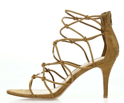 REPORT Womens Korina Tan Knotted Zip Up Slides Strappy Heels