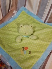 Carters Just One Year Frog Baby Blanket Security Lovey Rattle 14.5"x14.5" B2 