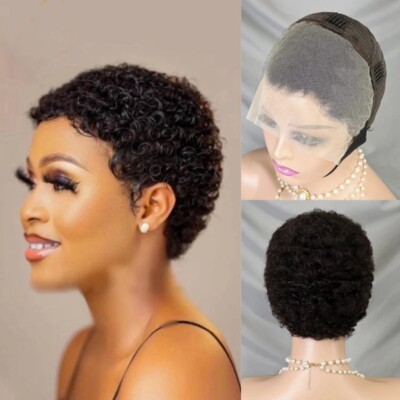 Afro Kinky Curly Human Hair Wigs 13x4 Lace Frontal Short Bob Wig