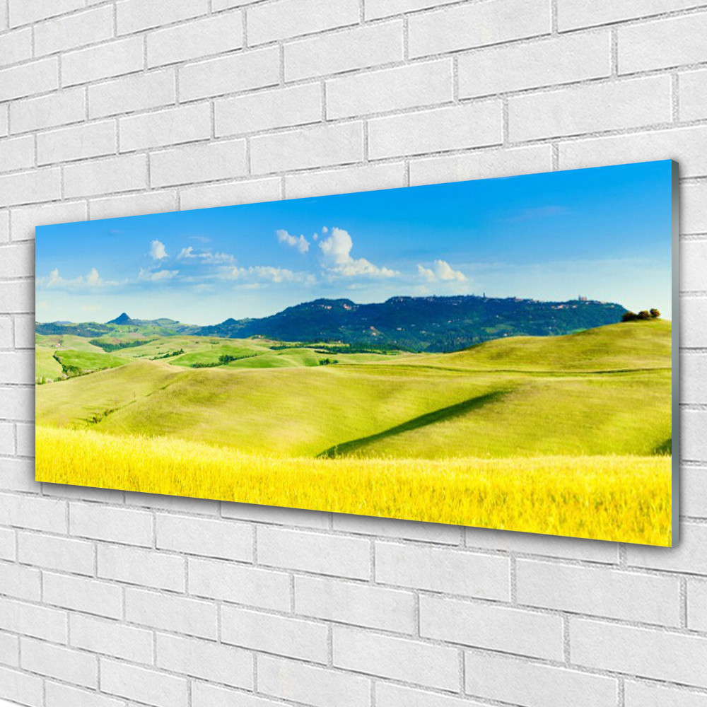 Impression sur verre montagnes 125x50 - Créez une ambiance apaisante dans votre salon