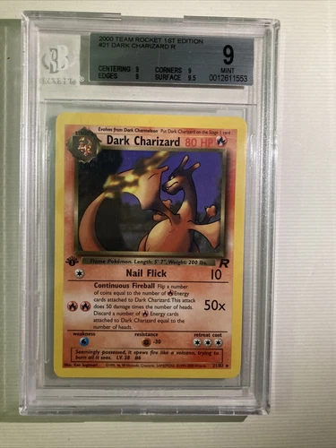 BGS 9 1st Edition Dark Charizard Non Holo -Team Rocket - 21/82 2000 WOTC