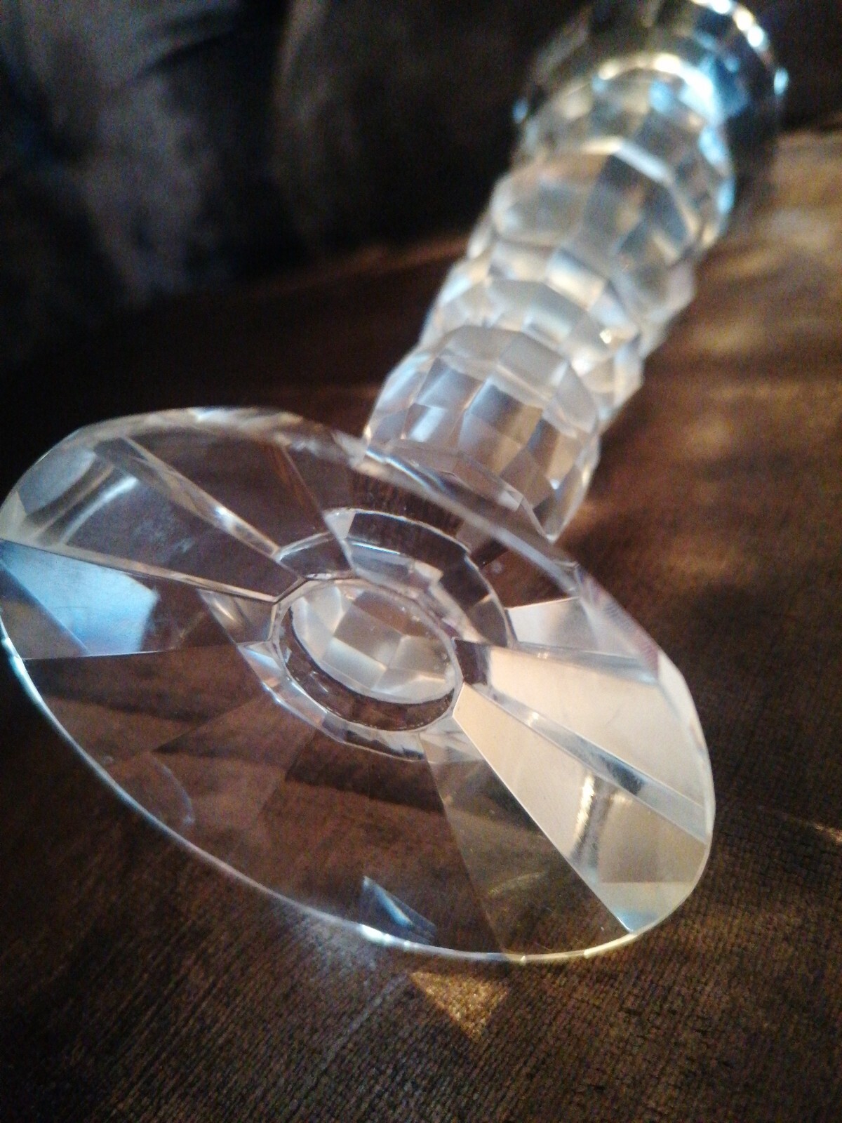 BEAUTIFUL PAIR 8” FACET BEVEL CRYSTAL GLASS CANDLESTICKS eBay