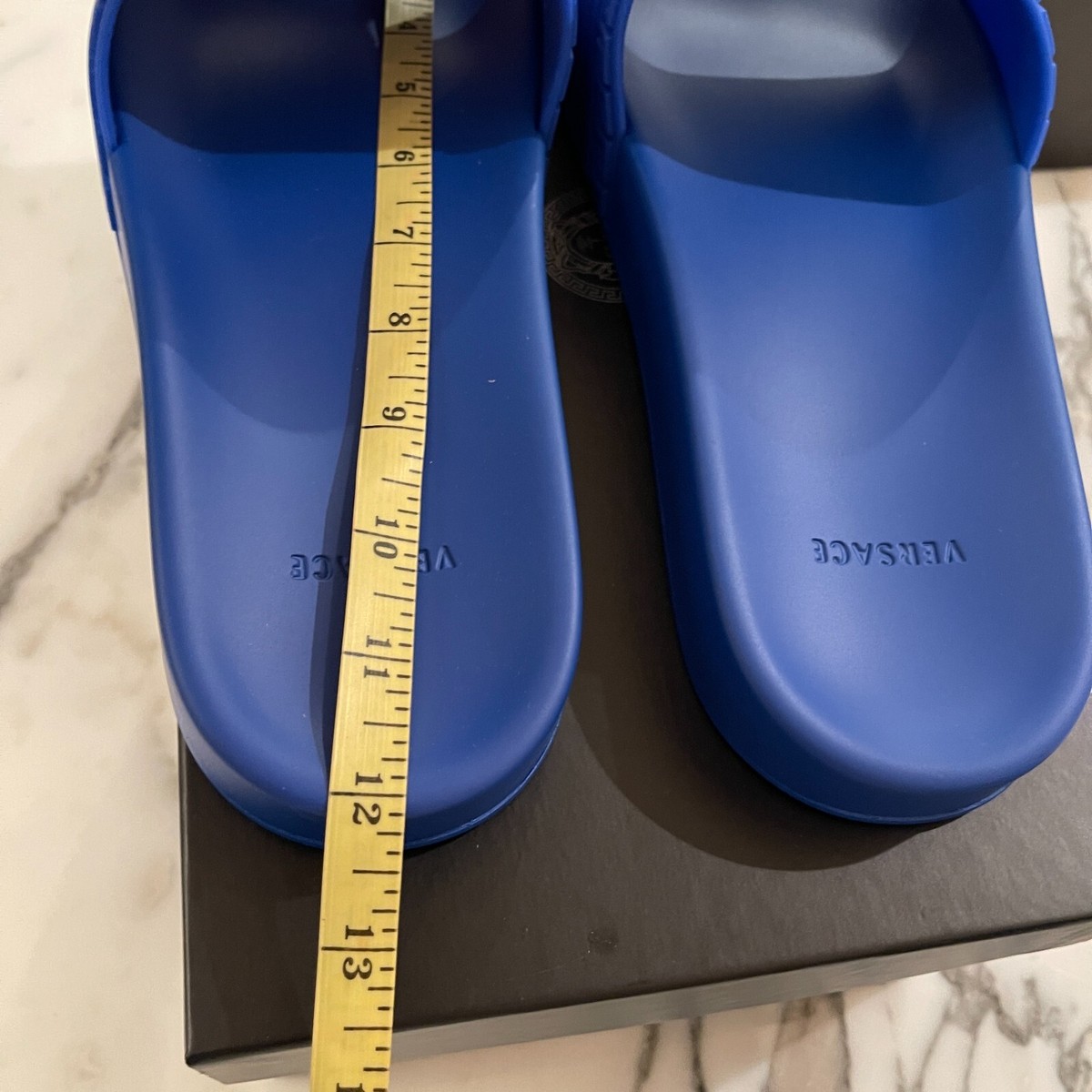 Versace Men's Royal Blue Medusa Sandals Pool Slides, sz 43
