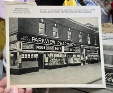 Coca-Cola Window Advertising 1930's Parkview Pharmacy Kansas City MO Photo