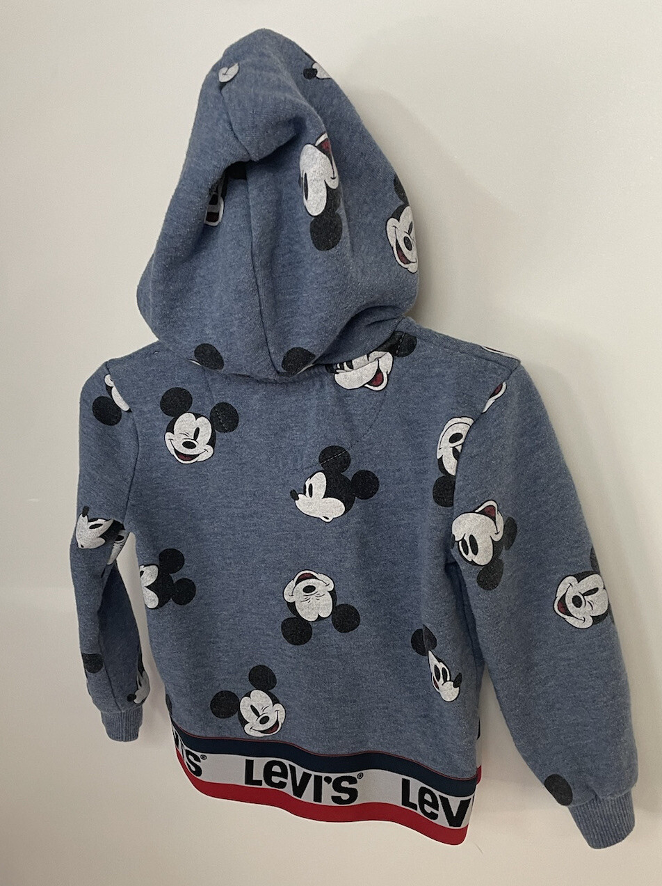DISNEY -LEVI'S  Mickey Mouse Boys Blue Zip Hoodie Sweater Jacket Toddler SZ 2T 2 image 5
