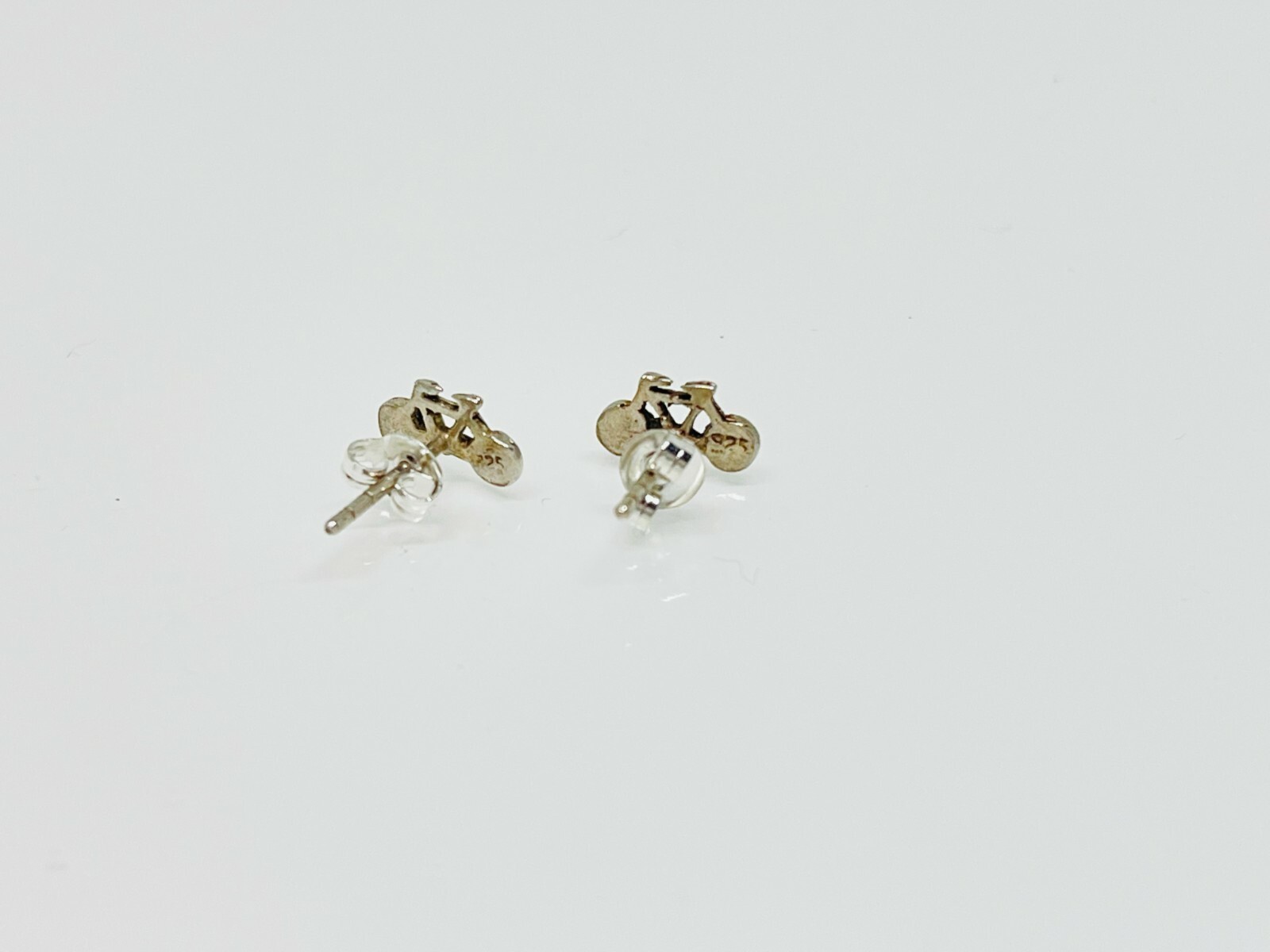 Gorgeous Solid Bicycle Design Stud Earrings 925 S… - image 9