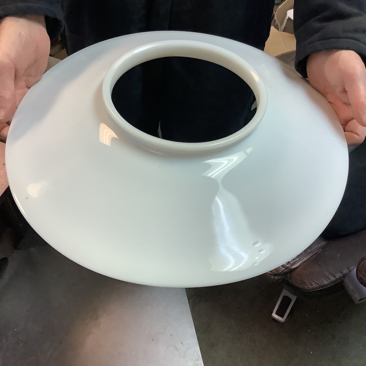 1910s Flat Brim 17-3/4” Milk Glass Light Shade | eBay