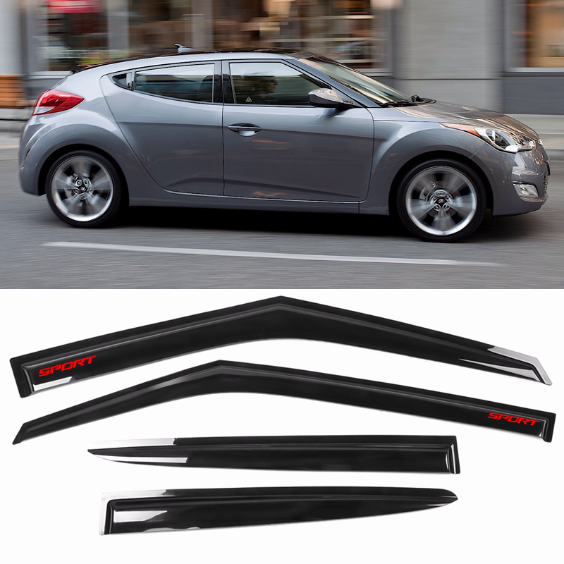 Fits 1118 Hyundai Veloster Window Visors Shade Smoke Rain Vent Guard w