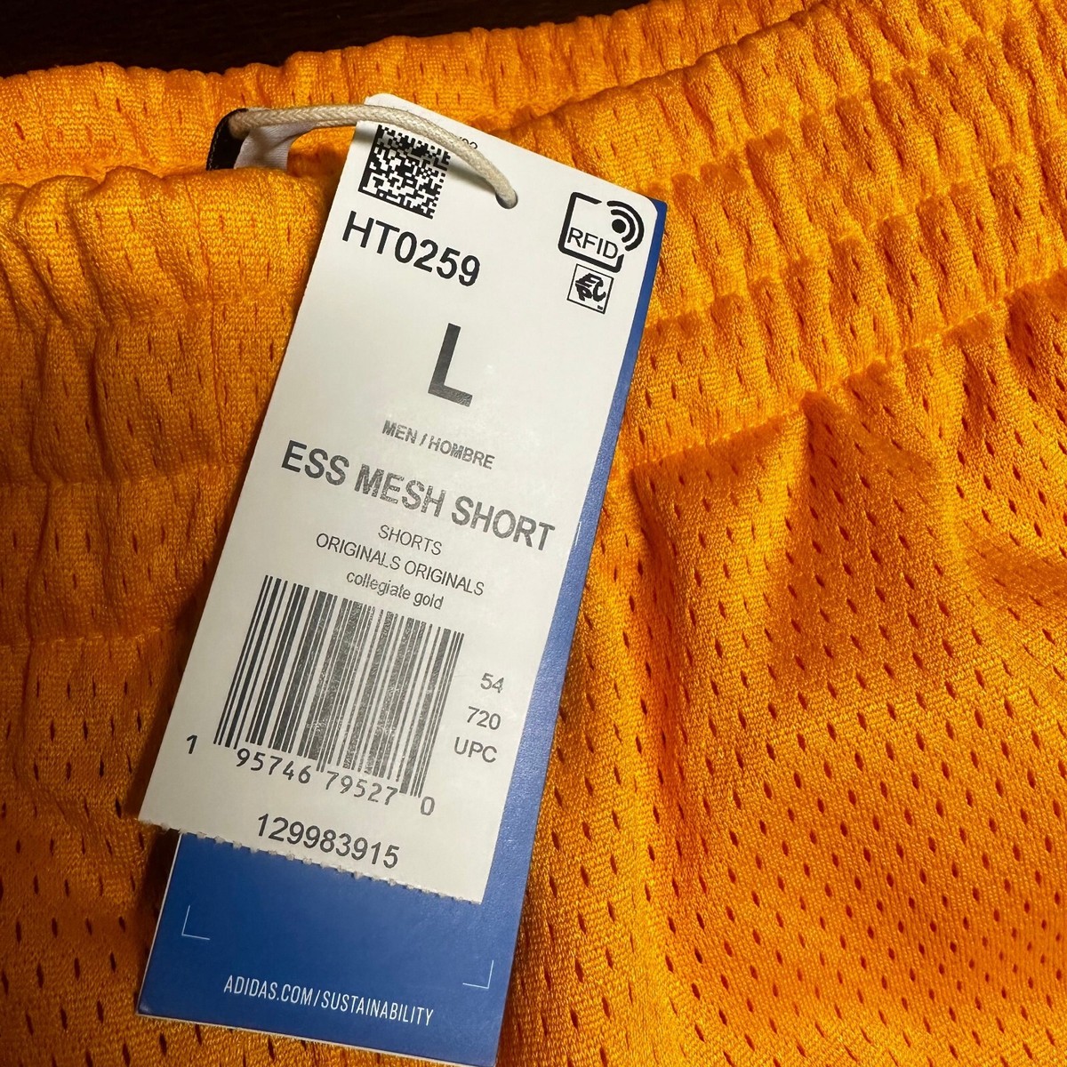 Adidas Mens Orange Essentials Elastic Waist Pockets Comfort Mesh