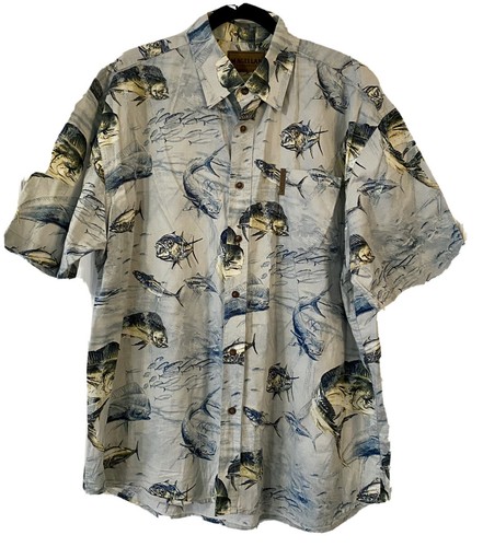 Magellan Sportswear Herren Angelhemd mit Knopfleiste Kurzarm Fisch Größe XL
