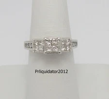 1CT Natural Princess Diamond Engagement Wedding Ring Bridal 14K White Gold