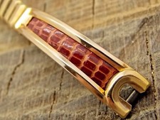 JB Champion NOS Unused Vintage Watch Band Expansion Gold Filled Lizard Bar End