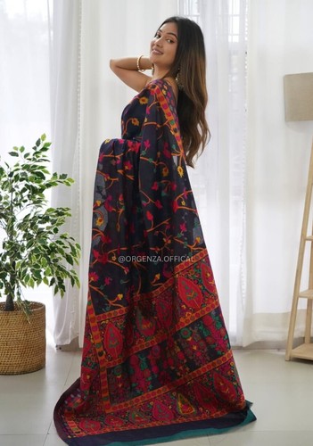 Indian Bollywood Designer Sari Wedding Party Wear Blouse Pakistani Ethnic Saree - Picture 5 of 7