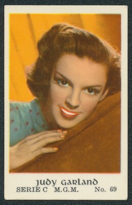 1953 JUDY GARLAND M.G.M. TV & MUSIC STARS DUTCH GUM CARD SERIE C #69 VG/EX