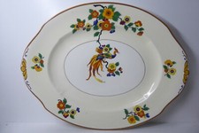 ANTIQUE CERAMIC PORCELAIN WH GRINDLEY IVORY CHARGER PLATE PHEASANT DECO 714550 