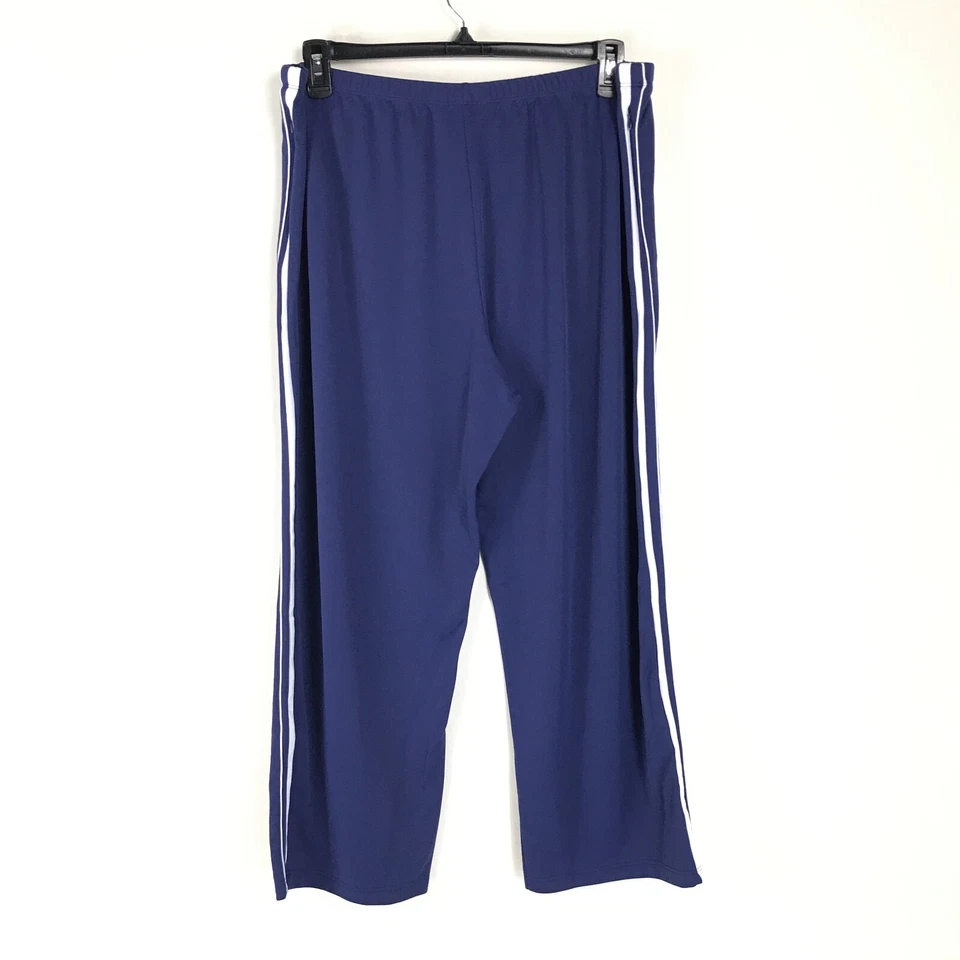 Pantalones deportivos Lands’ End de pierna ancha para mujer talla grande 1X bolsillos tejidos elásticos azules Foto 3 de 4