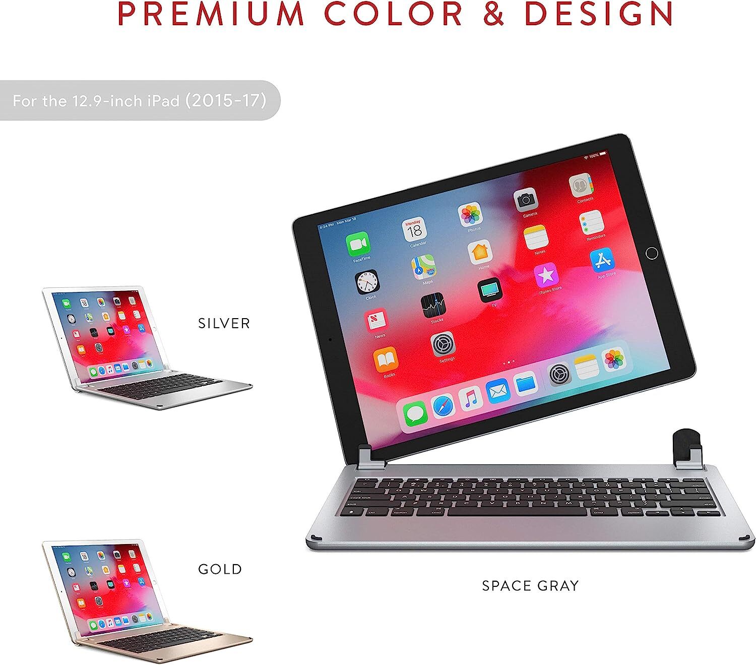 12dot9 inch Space Grey Bluetooth Wireless Keyboard for iPad Pro 1st or 2nd Gen