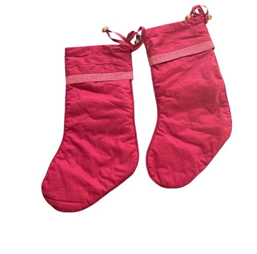 Reindeer Quilted & Embroidered Christmas Jingle Bells Stockings (2) - Picture 2 of 3