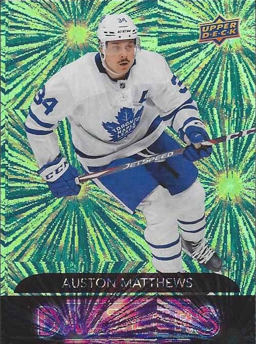 AUSTON MATTHEWS 2020-21 UPPER DECK SERIES 1 ONE DAZZLERS GREEN FIREWORKS #42
