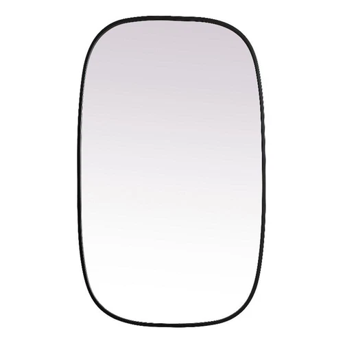 Elegant Decor Brynn 24x40" Oval Modern MDF Wood/Iron Mirror in Black - Picture 1 of 11