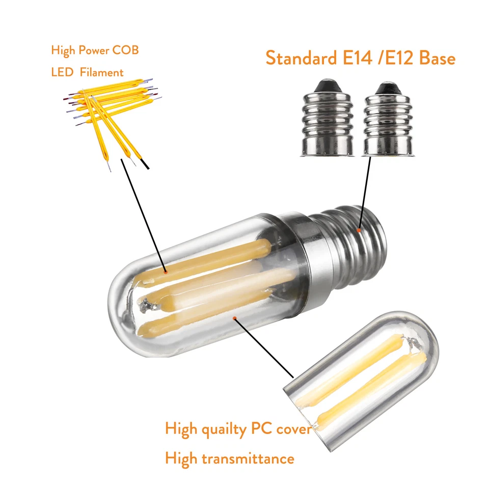 10Pcs E14 SES Dimmable LED Freezer Filament Light Bulbs 2W 3W Refrigerator Lamps - Image 3 of 4