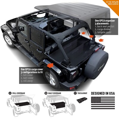 GPCA Jeep Wrangler JK 4DR Cargo Cover+Organizer, Freedom Pack-HardTop-USED