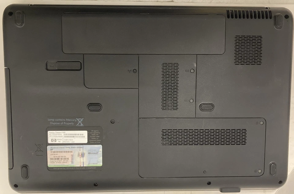 Portátil Compaq Presario CQ60 Pentium T3400 2 GB de RAM sin adaptador HDD/OS/AC para piezas Foto 3 de 4