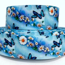 GROSGRAIN RIBBON 5/8",7/8",1.5", 3" Butterflies Butterfly Printed b USA SELLER